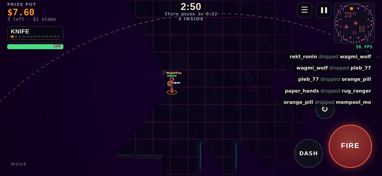 A battle royale on a phone held sideways